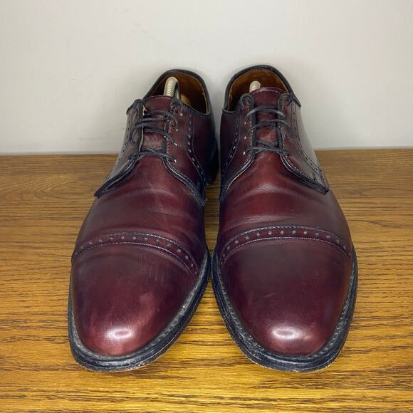 Allen Edmonds Clifton Derby Shoes Men Size 10 D Brown Cap Toe Brogue Leather USA - Picture 2 of 8